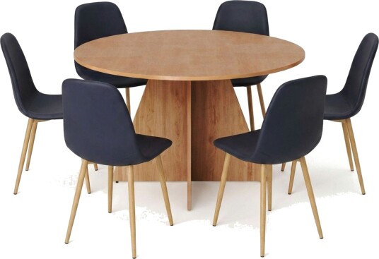 Vera spisegruppe rund 130 cm eik med 6 Nibe spisestoler Eik Vera spisegruppe rund 130 cm eik med 6 Nibe spisestoler Eik