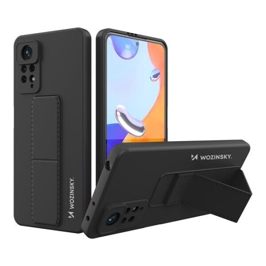 Wozinsky Kickstand Case Silicone Case with Stand Case for Xiaomi Redmi Note 11 Pro Black