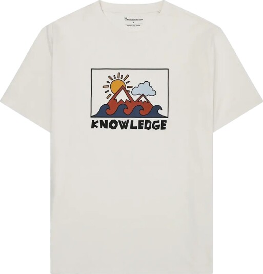 Knowledge Cotton Apparel Front Print T Shirt Cream L