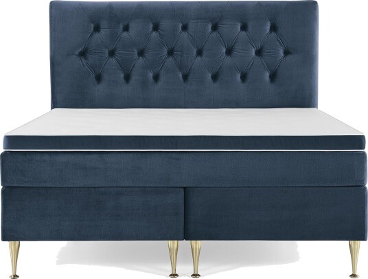 Royal Velvet Komplett Sengepakke 180x200 cMørkeblå Fløyel/Høye Gullben