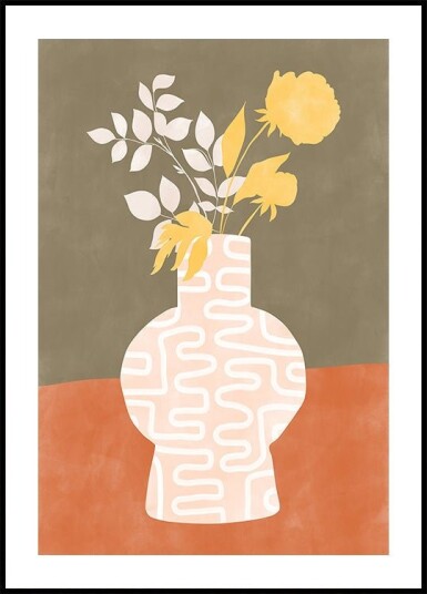 Stylized Vase With White Patterns Poster Plakat / 40x50cm