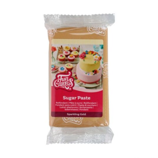 Glitrende Gull Fondant Fra Funcakes 250g Glitrende Gull Fondant Fra Funcakes 250g