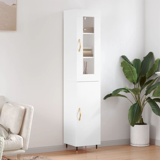 vidaXL Highboard hvit 34,5x34x180 cm konstruert tre 8720845485757