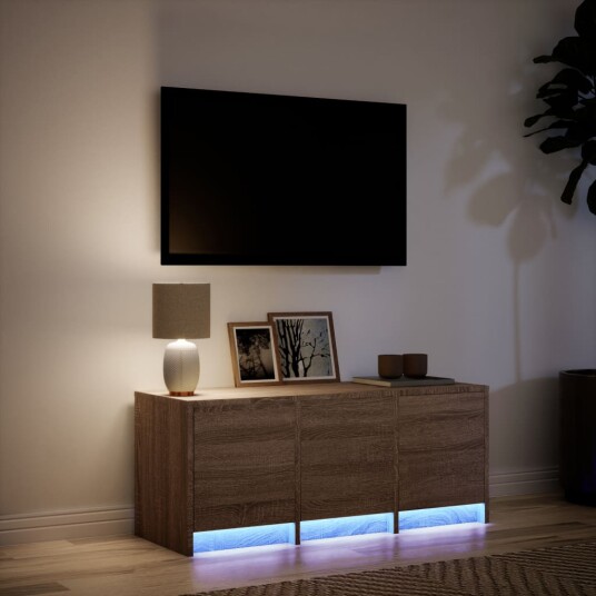 TV-benk med LED brun eik 97x34x40 cm konstruert tre 852242 TV-benk med LED brun eik 97x34x40 cm konstruert tre 852242