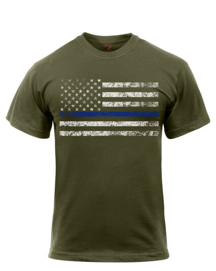 Rothco T-skjorte Desert Sand - Thin Blue Line - Svart flagg Oliven