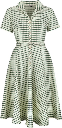 Banned Retro Rockabilly Middellang kjole Bella Anchor Ahead Dress XS til 3XL Damer beige grønn
