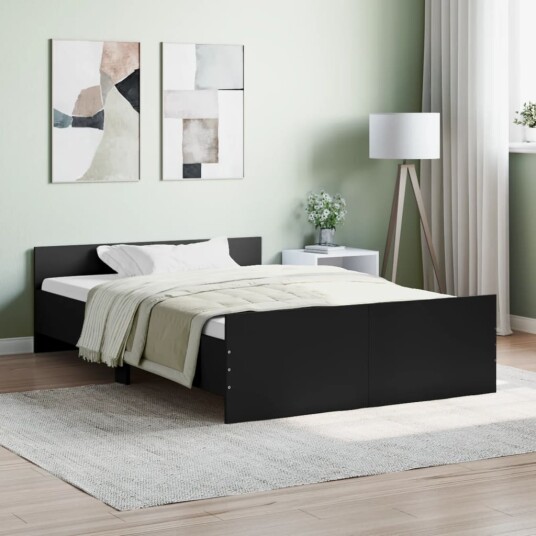 vidaXL Sengeramme med hode- og fotgavl svart 120x190 cm 8721012157323