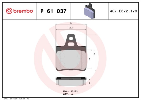 Bremseklosser BREMBO P 61 037 Bremseklosser BREMBO P 61 037
