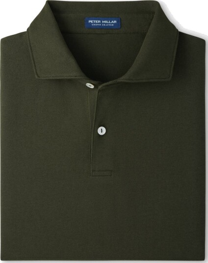 Peter Millar Albatross Cotton Blend Pique Polo Golf pologenser herre Dark Olive Large