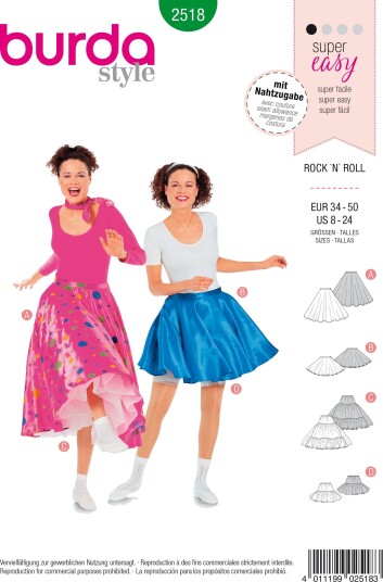 Burda 2518 Rock'n'Roll EUR 34–50 Burda 2518 Rock'n'Roll EUR 34–50