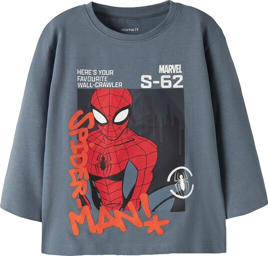 Name It T skjorte Nmmalder Spider Ls Nreg Top Box Mar Grå