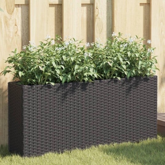 Plantekasser med 2 potter 2 stk svart 90x20x40 cm polyrotting Plantekasser med 2 potter 2 stk svart 90x20x40 cm polyrotting