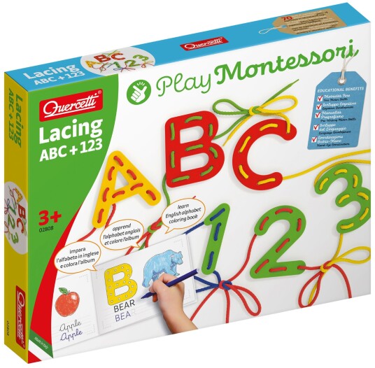 Quercetti Play Montessori Lacing ABC + 123 Quercetti Play Montessori Lacing ABC + 123