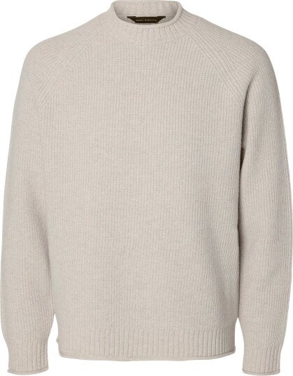 Selected Slmdomestic Ls Knit Crew Neck   Grey   XXL