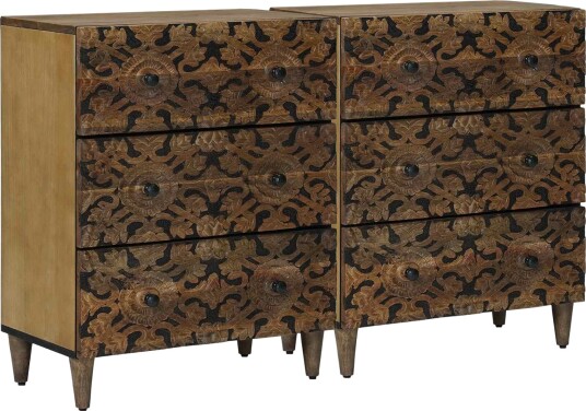vidaXL Serviesskap 2 pcs Brun 60 x 33,5 x 75 cm Massiv mango tre