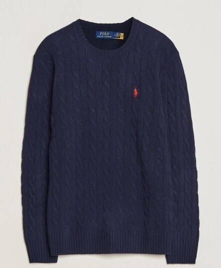 Polo Ralph Lauren Wool/Cashmere Cable Crew Neck Hunter Navy Polo Ralph Lauren Wool/Cashmere Cable Crew Neck Hunter Navy