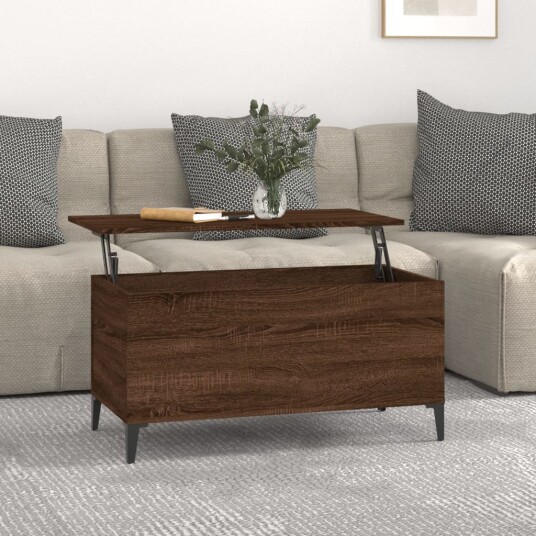 vidaXL Salongbord brun eik 90x44,5x45 cm konstruert tre vidaXL Salongbord brun eik 90x44,5x45 cm konstruert tre