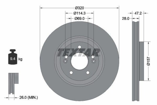 Bremseskive TEXTAR 92306303 Bremseskive TEXTAR 92306303