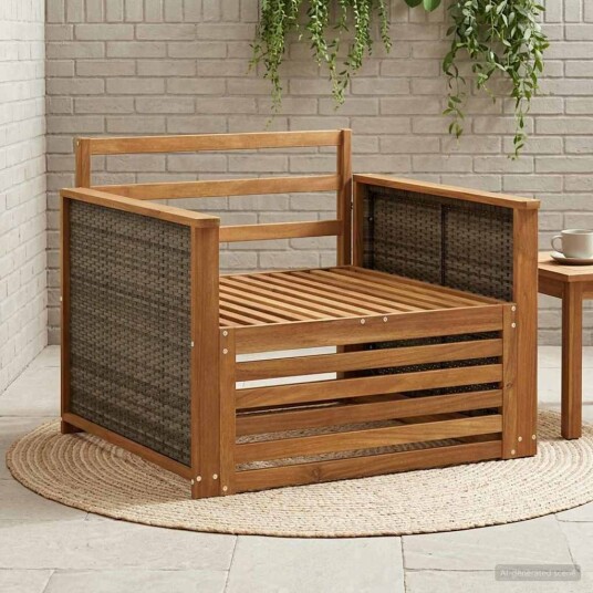  Ute Midt Sofa Solid akasietre Naturlig
