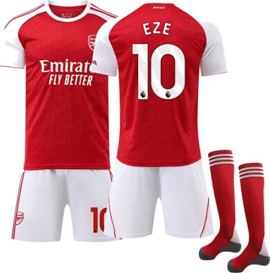 2025-2026 Arsenal Hjemmedrakt Barn Fotballdrakt Kit med Sokker No.10 Eberechi Eze No.10 Eze