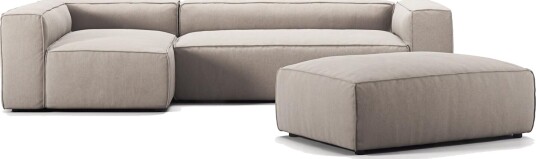 Decotique Grand 4 Seters Sofa Divan Åpen Ende med Fotskammel Venstre Sandshell/Beige