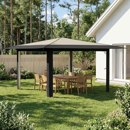 vidaXL Gazebo uten sidevegg 4 x 4 m Krem og Antrasitt