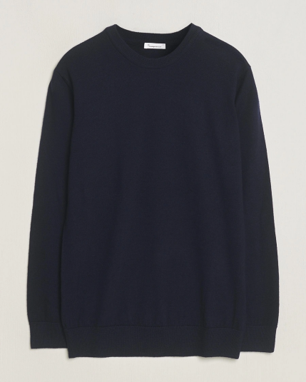 KnowledgeCotton Apparel Regular Merino Knit Crew Neck Total Eclipse KnowledgeCotton Apparel Regular Merino Knit Crew Neck Total Eclipse