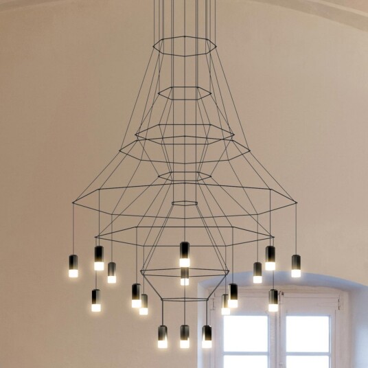 Wireflow LED pendellampe svart 279 cm Vibia Stue Design Metall Med flere lyskilder