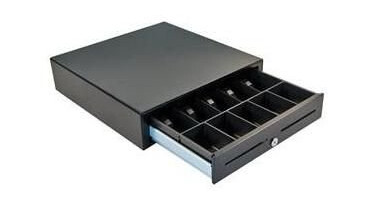 APG 4000 Slide-Out Cash Drawer Black,SS Front 457 x 424 x 107 MultiPRO 12/24v Euro insert  5b/8c . Cable not included