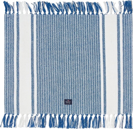 Lexington Home Striped Organic Cotton Placemat With Fringes Blue 40X50 Lexington Home Striped Organic Cotton Placemat With Fringes Blue 40X50
