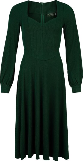 Voodoo Vixen Rockabilly Middellang kjole Textured Knit Flare Dress XS til 4XL Damer grønn