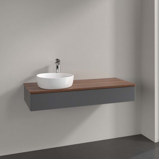 Villeroy & Boch  Antao Servantskap med 1 skuff 120x50x19 cm m/lys Antrasitt/Valnøtt