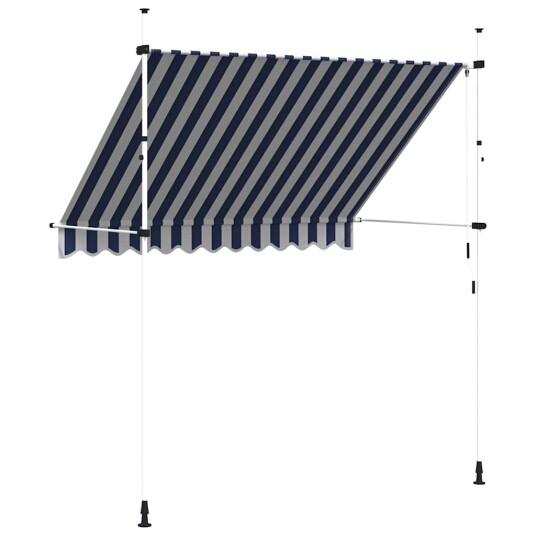 vidaXL Manuell uttrekkbar markise 250 cm blå og hvite striper