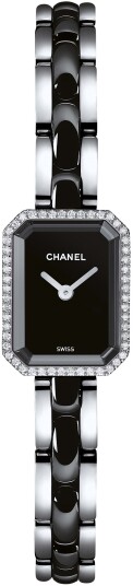 Chanel Dameklokke H2163 Premiere Sort/Keramik 15x19.5 mm