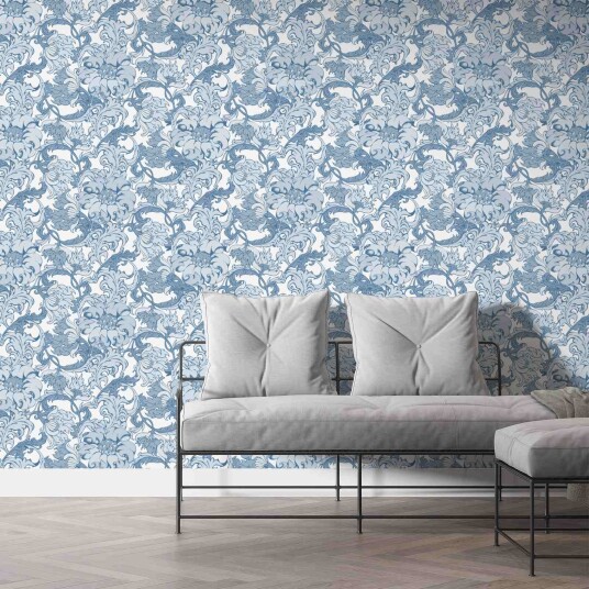 Namly Design Tapet Vintage Blå Blomster Damask WPPRSS2457040889