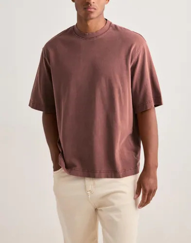 Selected Men Slhboxycory Ss O Neck Tee Oversized t shirts Brun