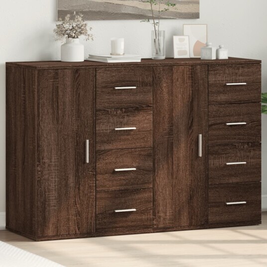 Skjenker 2 stk brun eik 59x39x80 cm konstruert tre
