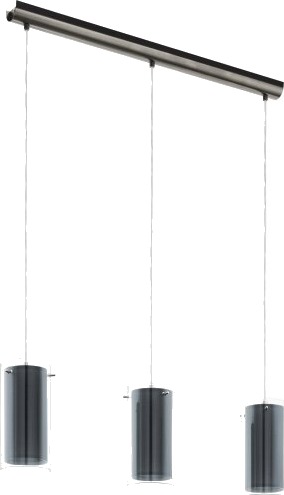 Eglo Pinto Tekstil Lang Bord 3L E27 Bs/Grå/Klar Eglo Pinto Tekstil Lang Bord 3L E27 Bs/Grå/Klar
