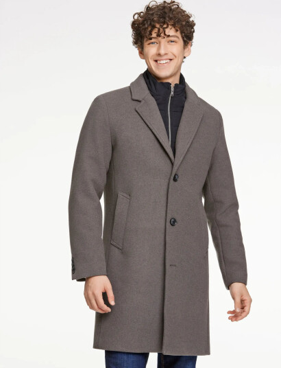 Lindbergh Detachable Collar Lapel Coat - Grey - S