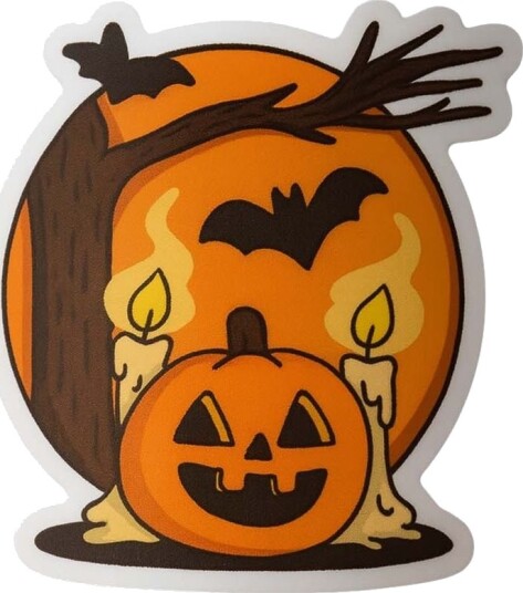 Klistremerke   Halloween Gresskar Scene   4 Klistremerker