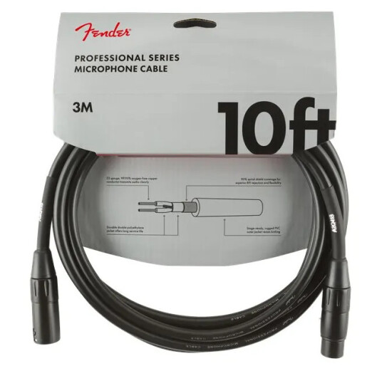 Fender Pro Mikrofonkabel 3m Svart 10' Fender Pro Mikrofonkabel 3m Svart 10'