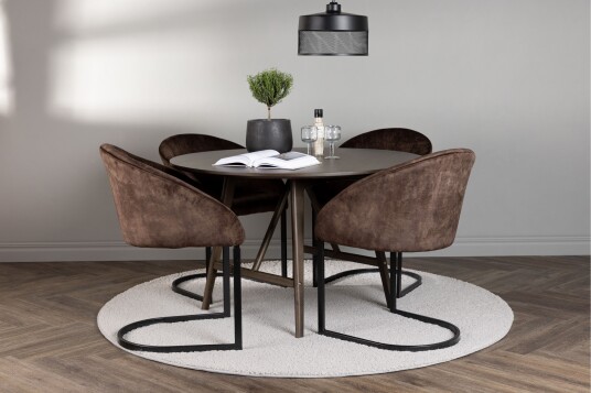 Kaseidon Spisegruppe 100 cm Rund med 4 Evening Stoler Sort