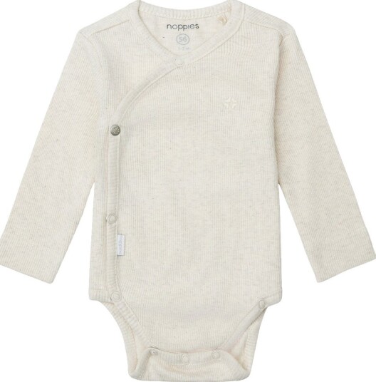 Noppies U Romper Rib Nino Ls   P611 OATMEAL MELANGE   44