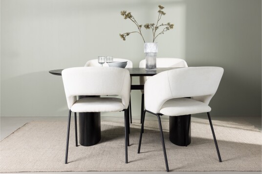 Venture Home Isolde Spisegruppe 180 cm Oval med 4 Day Stoler Sort