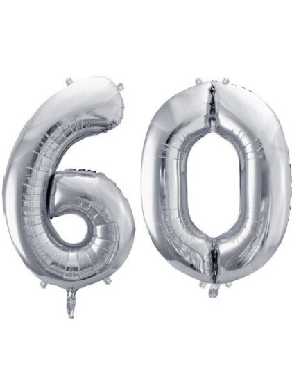 60 år ballonger 35 cm sølv
