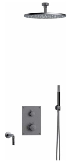 Tapwell Box7368 Takdusj Innbygging - Takmontert Brushed Black Chrome / 85mm Ø300mm