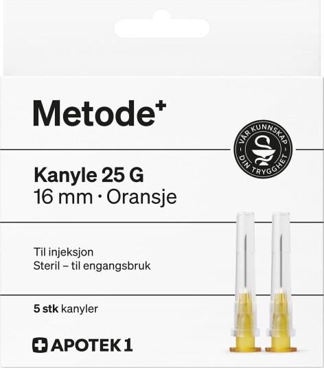 Metode kanyle 25 G 16 mm oransje 5 stk