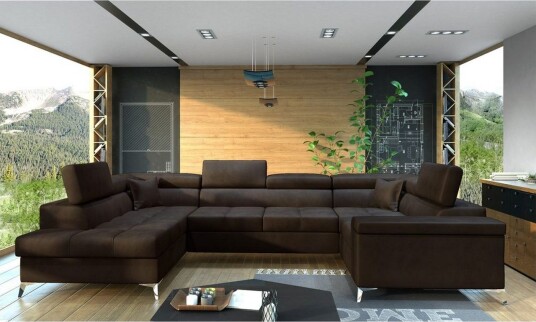 Hjørnesofa Eltap Thiago 342x208x88 cm Monolith 29 Brun Venstre