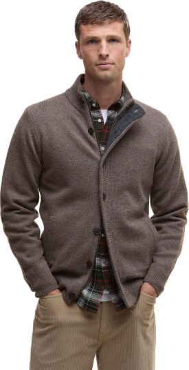 Barbour Men's Elbow Patch Cardigan Dark Stone S Barbour Men's Elbow Patch Cardigan Dark Stone S