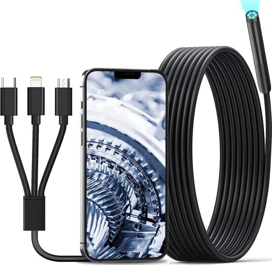 NÖRDIC Inspeksjonskamera For Mobiltelefon 1080P HD, 8 LED-Lys, IP67 Vanntett, Uten WiFi, Kompatibelt Med Android/Ios